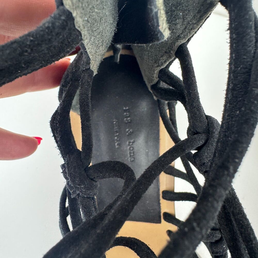 Rag & Bone Camille Black Caged Macrame Design Block Heel Sandals Zip Back EU 37 - Picture 12 of 12